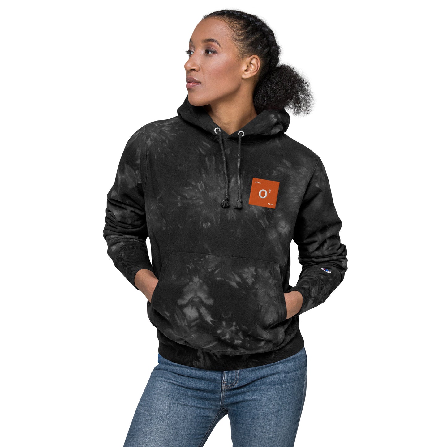 Octane Republic Orange & Black Champion tie-dye hoodie