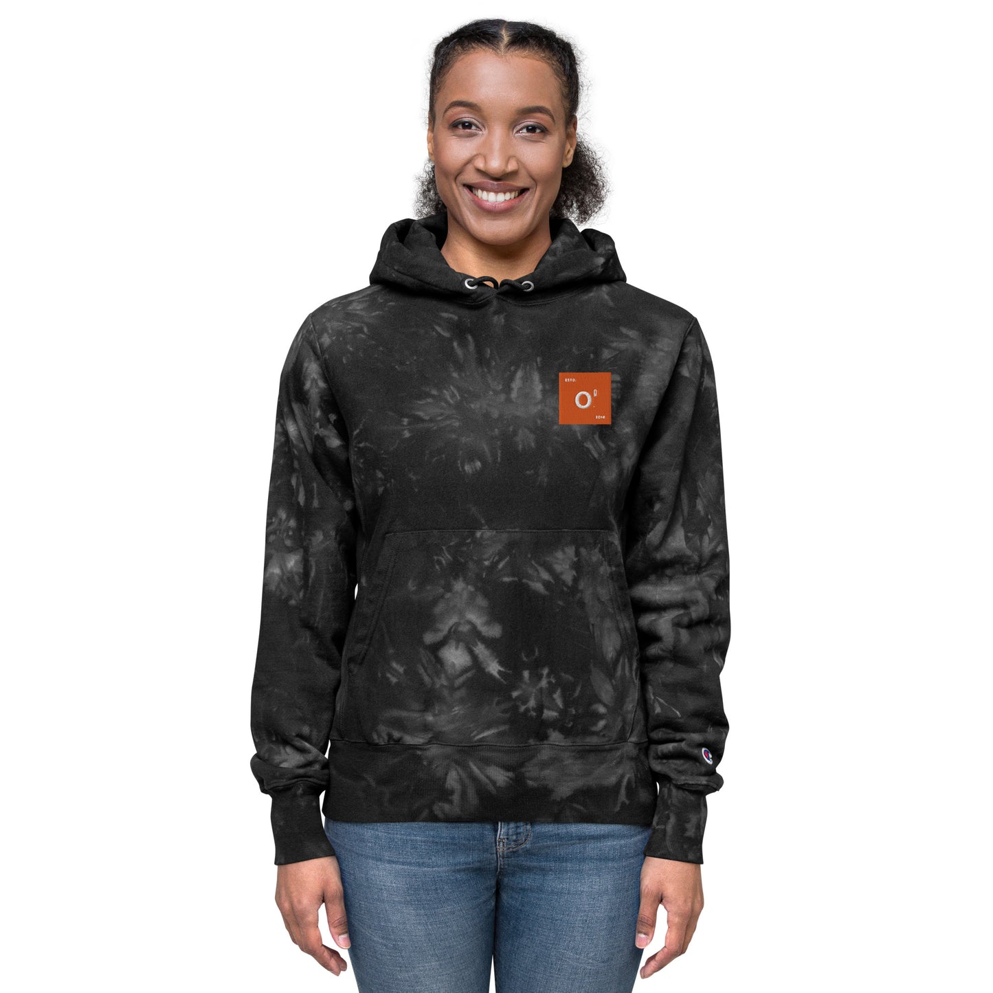 Octane Republic Orange & Black Champion tie-dye hoodie