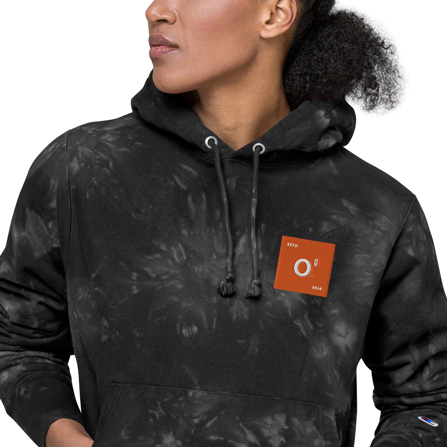 Octane Republic Orange & Black Champion tie-dye hoodie