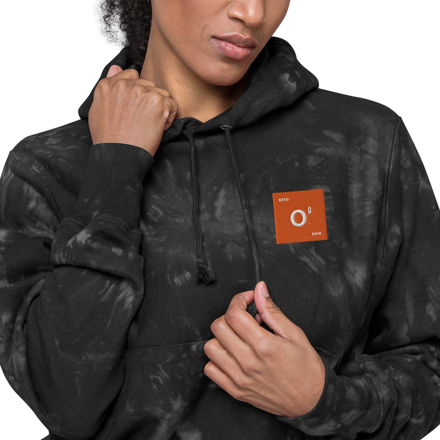 Octane Republic Orange & Black Champion tie-dye hoodie