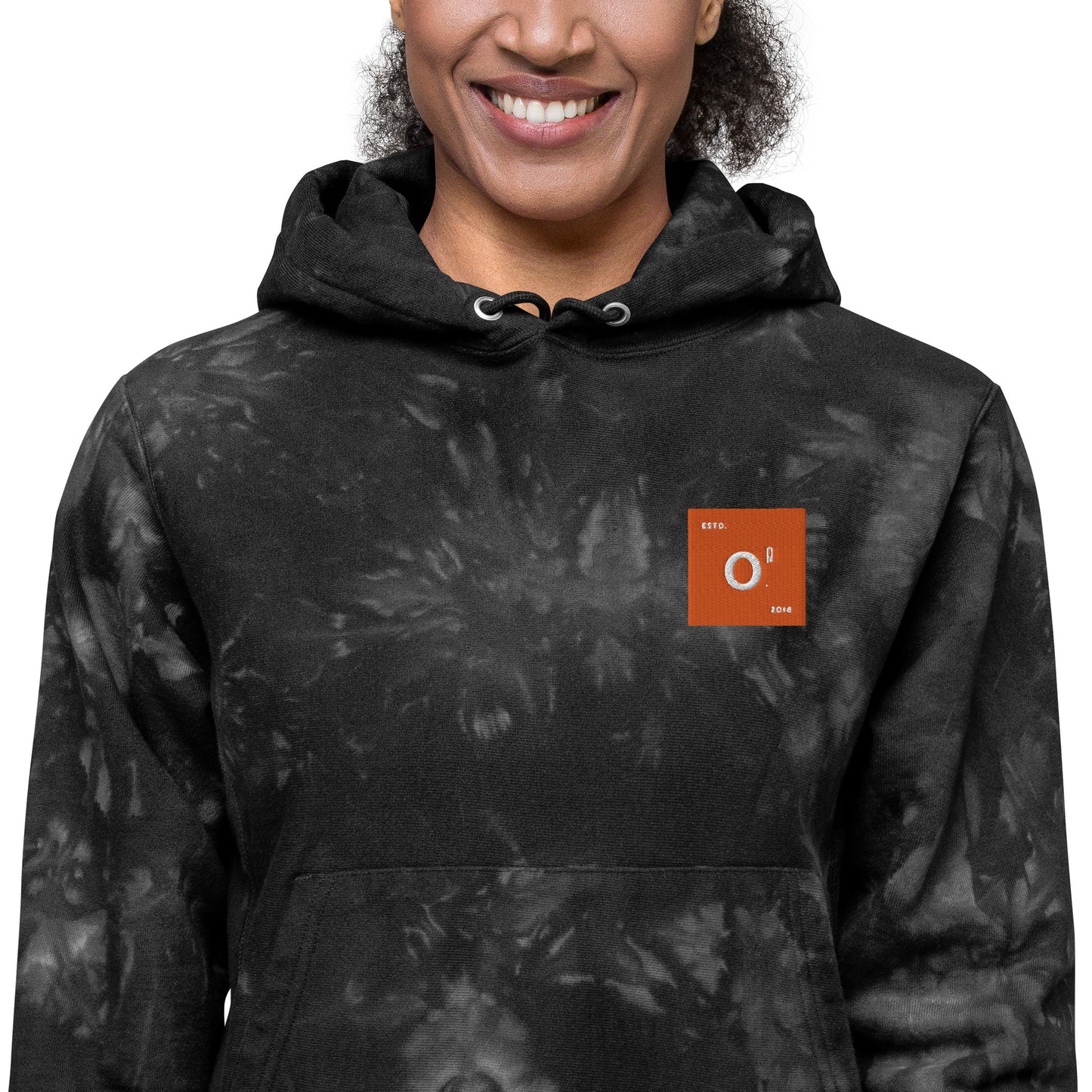 Octane Republic Orange & Black Champion tie-dye hoodie